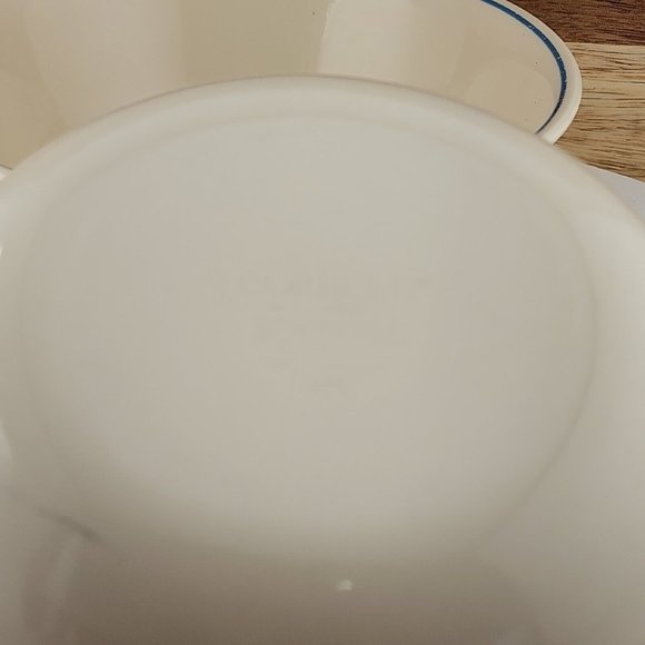 Corelle Soup Cereal Bowls beige blue stripe 6” Corning - Picture 7 of 10